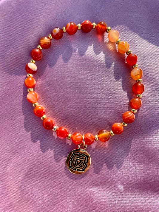 Carnelian Crystal Charm Bracelet