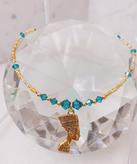 Teal Nefertiti Anklet